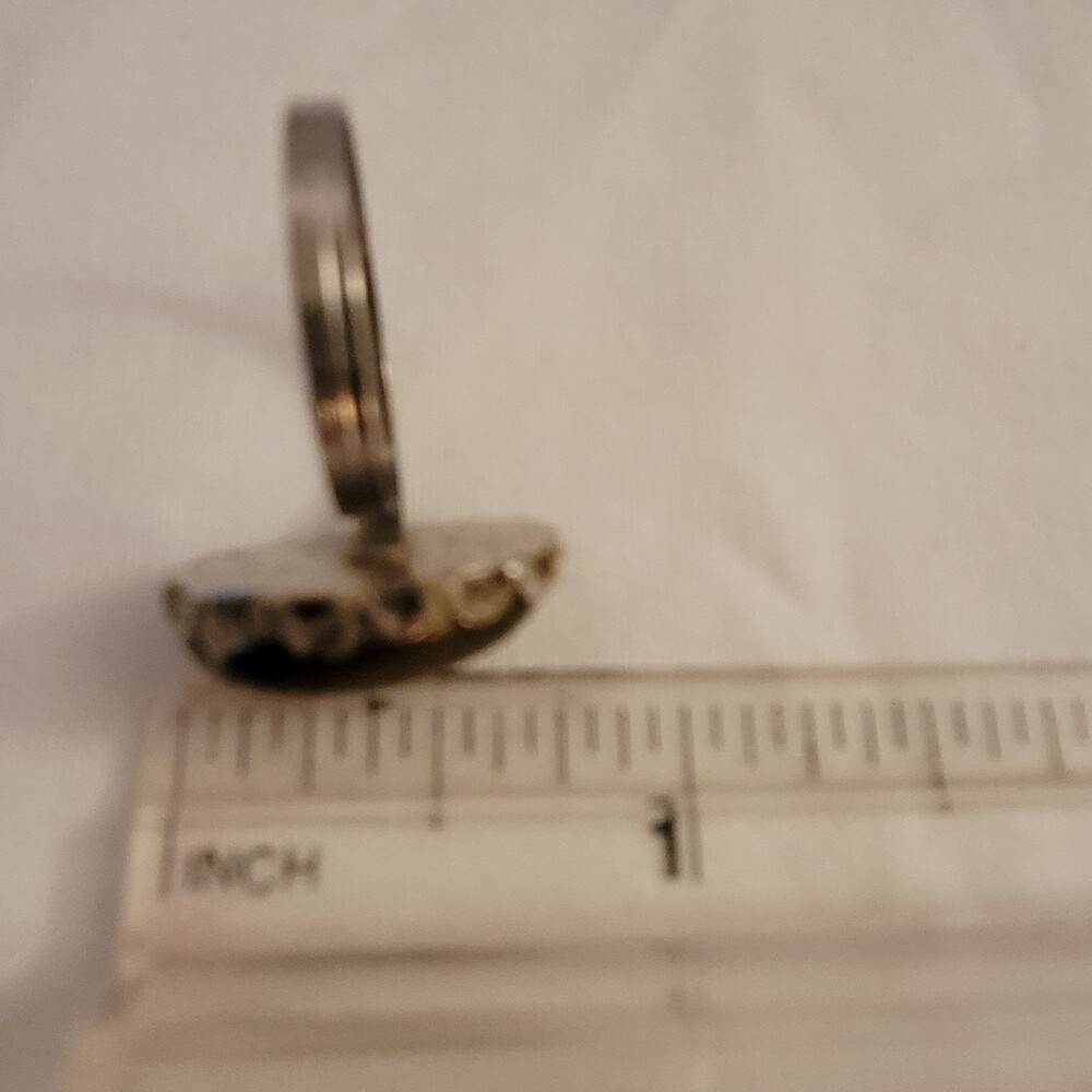 Ring Tigers Eye Cabochon Silver Toned Metal Size 7 - Picture 3 of 3